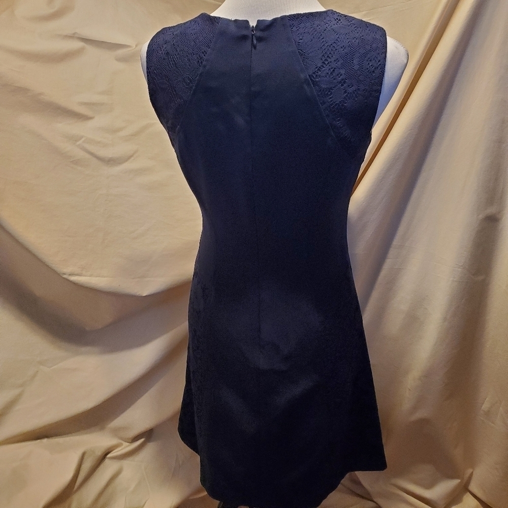 Adrianna Papell Blue Lace Overlay Dress SZ 4 - Picture 4 of 7